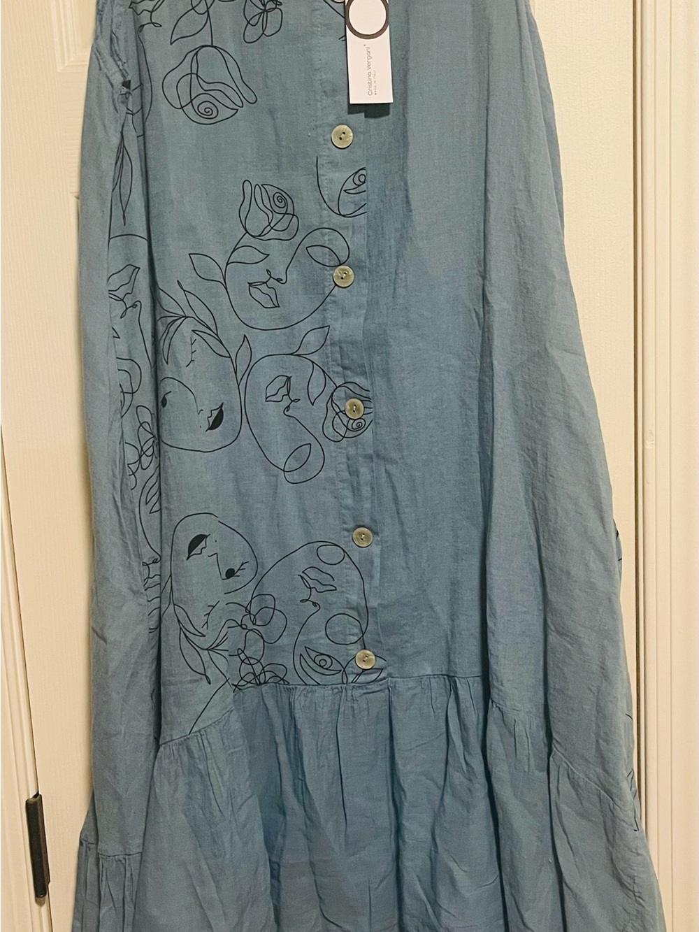 Light Blue Button-Front Women’s Linen Dress made in Italy